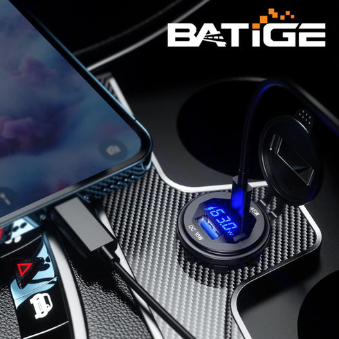 BATIGE PD 45W USB C Quick Charger 18W USB 3.0 Charger Socket Waterproof with Switch LED Voltmeter and Wire Fuse DIY Kit for 12V/24V Car Boat Marine ATV Bus Truck RV Motorcycle by BATIGE