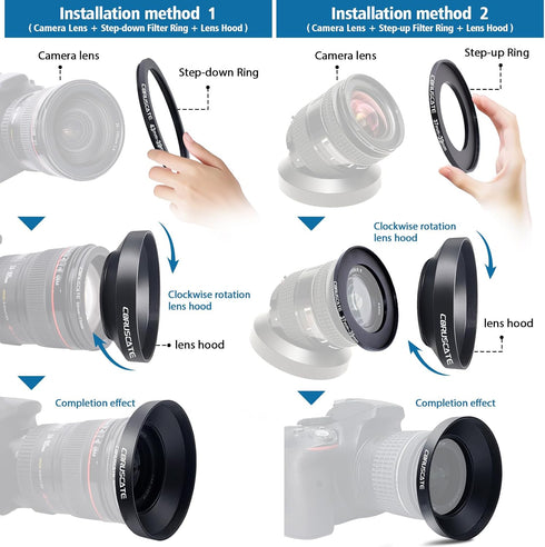 39mm Universal Metal Lens Hood, Wide Angle Compatible with All 39mm Brands Camera Lens, 1pcs 39mm Lens Cap