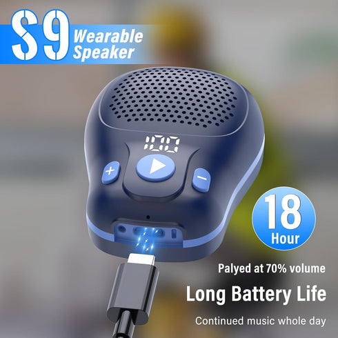 ZYHKON IP56 18 Wearable Bluetooth Speaker, Clip-on Wireless Portable Speakers, Waterproof Clip Speaker Up to Hours