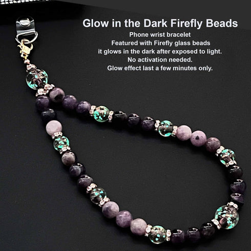 ARTSY CRAFTS INC Glow in The Dark Firefly Beads Phone Wrist Strap, CellPhone wrist lanyard Charm Wristlet Bracelet