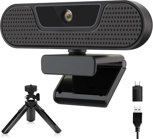 saylas 4K Webcam with 4 Noise Cancellation Microphone, W8GS Web Cam, Privacy Cover,
