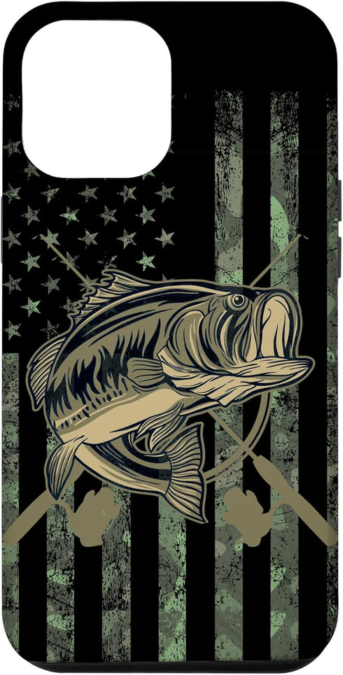 Camo American Flag Bass Fishing Gift Case for iPhone 12 Pro Max