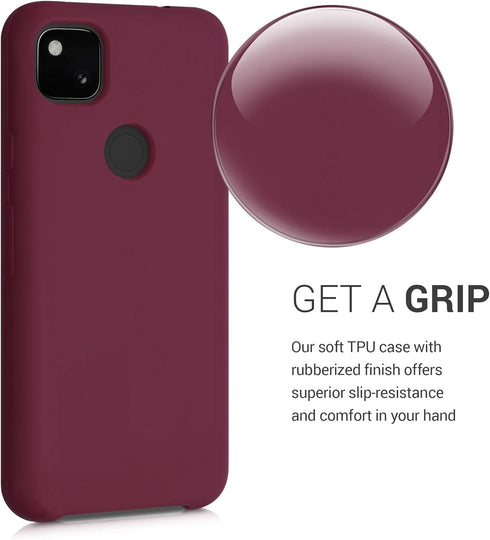 kwmobile Case Compatible with Google Pixel 4a, TPU Silicone Phone Cover with Soft Finish - Rhubarb Red
