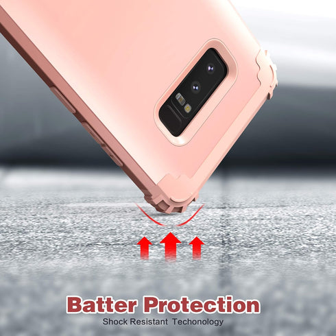 IDweel Case for Galaxy Note 8, 3 in 1 Shockproof Slim Fit Hybrid Heavy Duty Protection, Rose Gold for Women