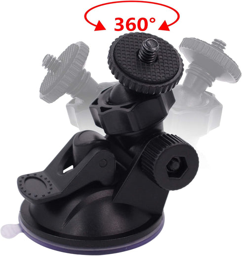 CH01A 1/4" 1/8" Thread Suction Mount Tripod Holder - Fits Sony/Ricoh/HP/GoPro/Oculus, Dash Cam Mount Holder