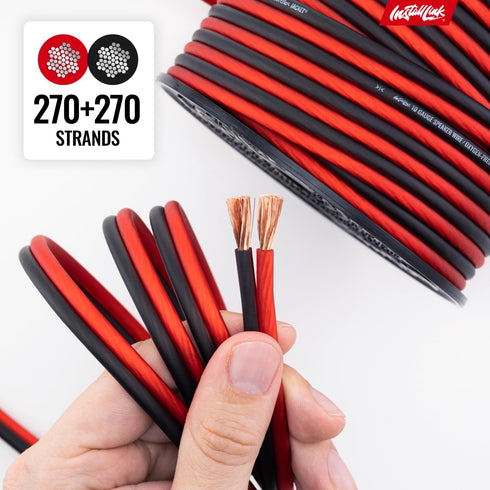 Install Link 10 AWG Gauge Speaker Wire Cable (50 Feet) for Stereo, Car or Home Theater, OFC