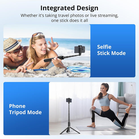 SYNCWIRE 55" Selfie Stick Tripod, Extendable Aluminum Phone Tripod with Bluetooth Remote, Compatible with Smartphones