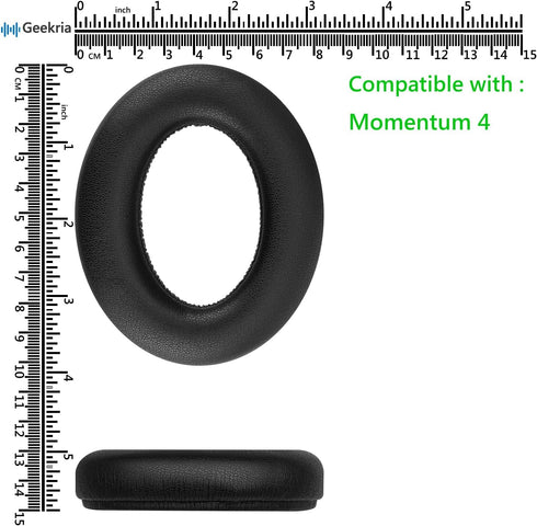 Geekria QuickFit Replacement Ear Pads for Sennheiser Momentum 4 Wireless Over-Ear Headphones, Ear Cushions (Black)