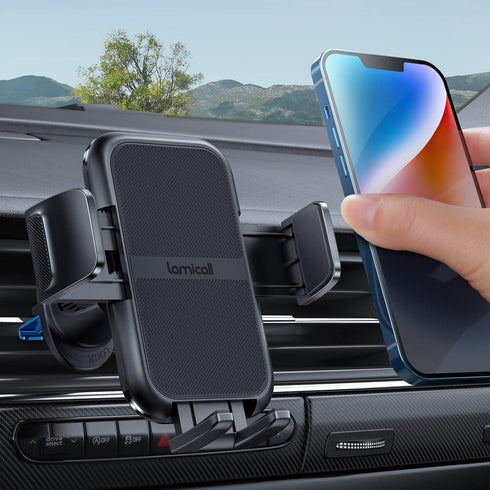 Lamicall 2024 Wider Clamp & Metal Hook Car Phone Holder Vent, Thick Cases Friendly Phone Holders for Your Car Mount,