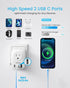 VINTAR European Travel Plug Adapter, Foldable International Power Plug with 2 AC Outlets 3 USB Ports for US to Europe