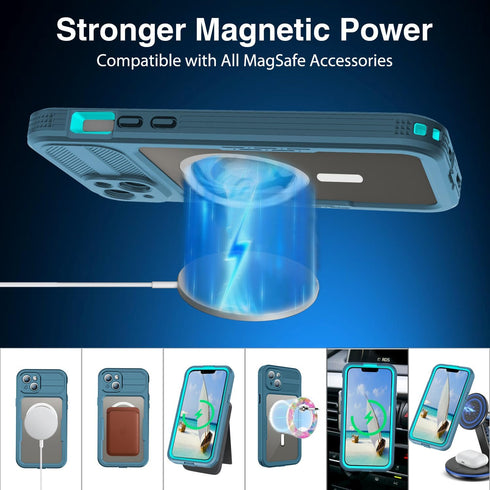 Phone Case Compatible with iPhone 15 Plus - Magnetic Waterproof DropProof DirtProof Heavy Duty Full Body Protection