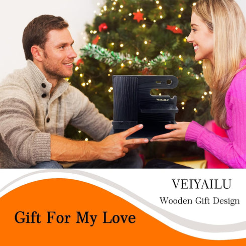 VEIYAILU Gifts for Dad Men Mom Women from Daughter Son Birthday Gifts Nightstand Organizer Mens Wood Phone Docking