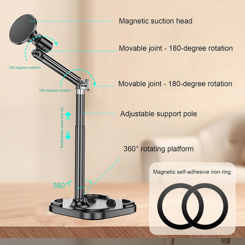 Srnyow 2Pcs Adjustable Magnetic iPhone Stand for Desk, Phone MagStand for Filming, Phone Holder Stand Compatible