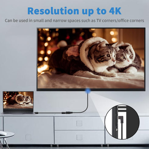 Duttek 12 Inch Mini DisplayPort Cable, Left Angled Male to Female, Supports 4K x 2K Resolution, HBR2 Bandwidth Up to