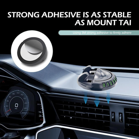 DACIRTY 360 Dashboard Cell Phone Holder with Parking Number Plate, Degree Rotating Adjustable Spring Clamped Plastic