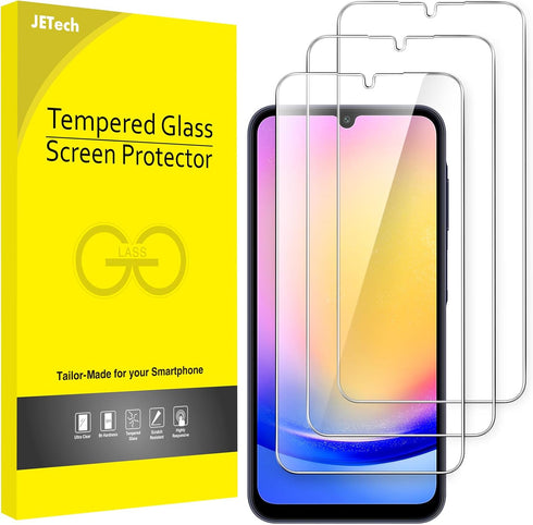 JETech 3-Pack Screen Protector for Samsung Galaxy A25 5G, 6.5", 9H Tempered Glass, Anti-Scratch, HD Clear