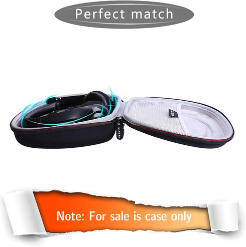 LTGEM Hard Headphone Case for Logitech H390, H430, H570e / JLab Go Work, Black+Grey