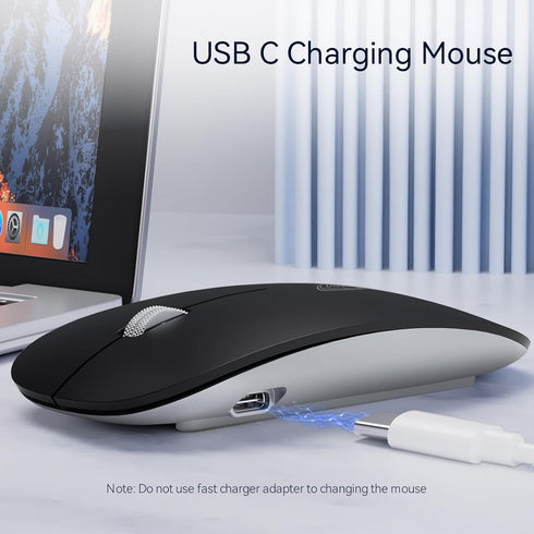 Uiosmuph G11 Wireless Mouse, USB C Rechargeable Computer Mouse, Slim Silent Mice 2.4GHz Optical for Laptop/Mac/PC