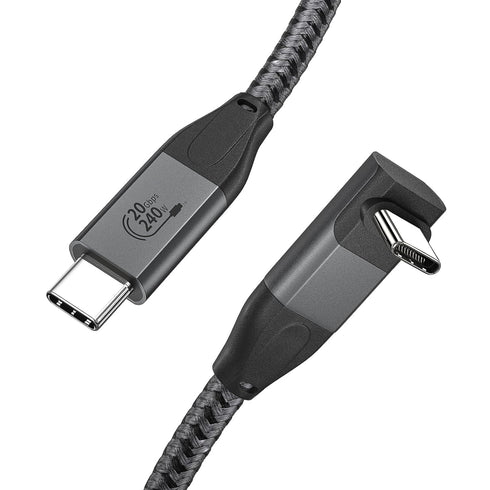 XAOSUN USB C to USB C Cable, Right Angle USB C 3.2 Gen 2 Cable 20Gbps USB Type C Data Transfer 4K Video Cable 90 Degree