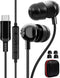 USB C Headphone for Samsung A53 S54 S22 S23 S21 S20 FE, Magnetic in-Ear Type C Earphone with Microphone, Stereo Noise
