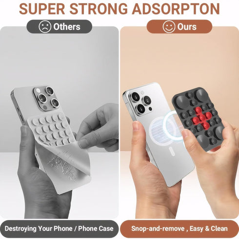 Techbrighten Silicone Magnetic Suction Cup Phone Sticky Grip Holder Compatible with MagSafe, Sticky Grippy Ventosas