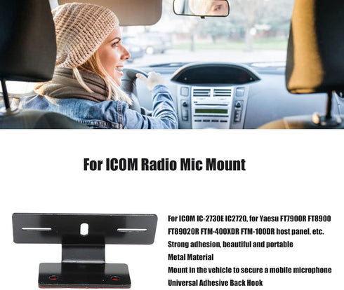 Radio Holder Bracket, for ICOM IC-2730E IC2720 for Yaesu FT7900R FT8900 FTM-400XDR Radio Mic Mount Metal Adhesive Back Hook
