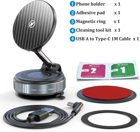 PlusAcc 360Rotatable 16/15/14/13 Vacuum Magnetic Phone Holder for Car, Suction Cup Phone Mount for MagSafe, Strong