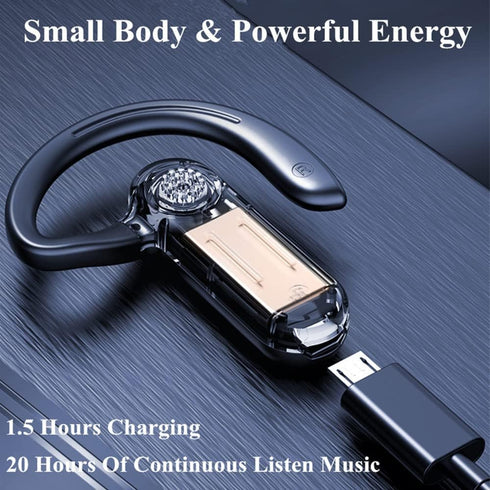 Wireless Bluetooth Headset Earpiece with Voice Control, Single Ear Earphones for Cell Phone, Computer, Laptop, Trucker