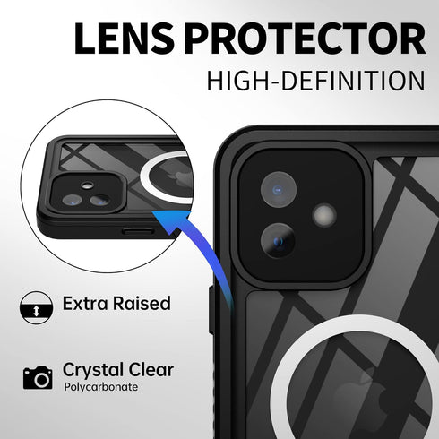 BEASTEK Waterproof Case for iPhone 12, FSN Series IP68 Magnetic Shockproof with Built-in Screen Protector, Red