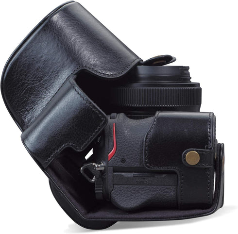 MegaGear MG1942 Ever Ready Genuine Leather Camera Case - Compatible with Nikon Z5, Black.