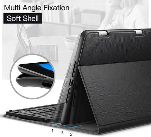 JETech Keyboard Case for iPad 10.2-Inch (2021/2020/2019 Model, 9th/8th/7th Gen) with Pencil Holder, Magnetic Detachable
