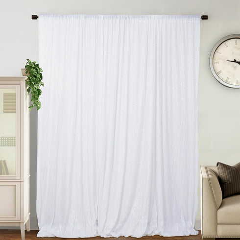DUOBAO White Sequin Backdrop Curtain - 7x7 Ft Pear White Sequin Curtain for Baby Shower & Wedding Photos