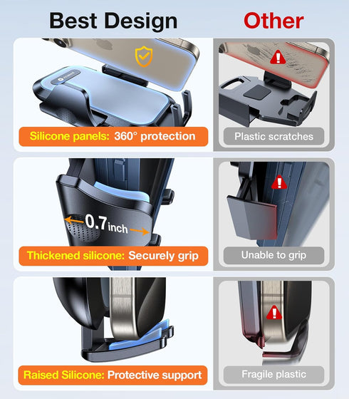 VICSEED Military-Grade Sturdy Car Phone Holder Mount, Anti-Shake Metal CD Slot & Air Vent, Fits iPhone 15 14, Samsung