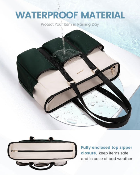 LOVEVOOK 17 Inch Laptop Tote Bag for Women Work, Teacher Tote Bag Nurse Bag, Large Purse Handbag With Trolley Sleeve