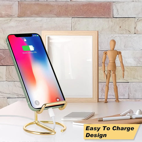 Cute Metal Gold Cell Phone Stand for Desk, Compatible with All Mobile Phones, iPhone, Switch, iPad