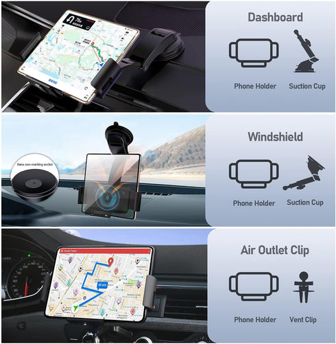 15W Qi Wireless Car Charger Mount Holder for Samsung Galaxy Z Fold Series, iPhone 15 Pro Max, Auto Clamp Fast Charger