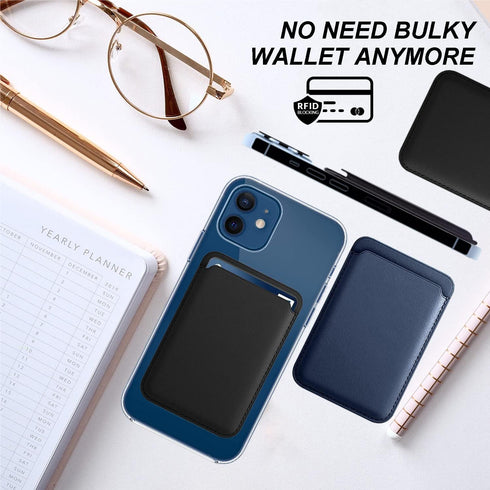 Magnetic Card Holder Wallet for iPhone 15/14/13/12 Series with Magsafe, Leather Wallet for iPhone 15 Pro/Pro Max