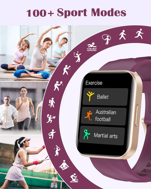 RUIMEN Smart Watches for Women Men - 1.85" HD Screen, Answer/Make Calls, Fitness Tracker, Heart Rate Monitor,