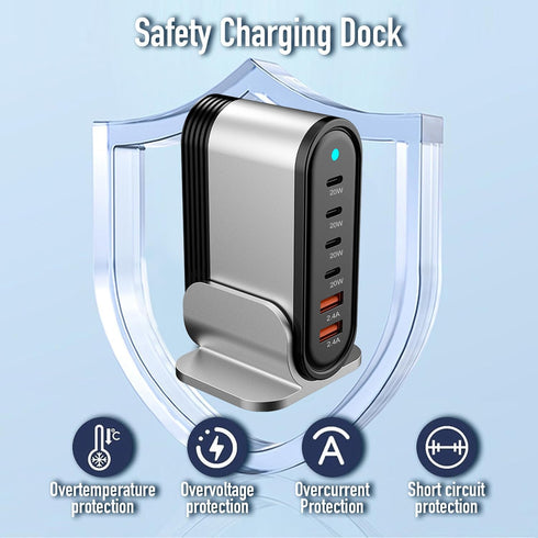GTRXHIJV 6-in-1 16 15 14 13 12 11 8 7 USB Charging Seat, Multi-Port Hub, Fast Charging Wall Charging Station, Power