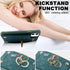 iPhone 11 Wallet Case with Credit Card Holder, Leather Shockproof Cover with 360° Rotation Ring Stand - Blue Green