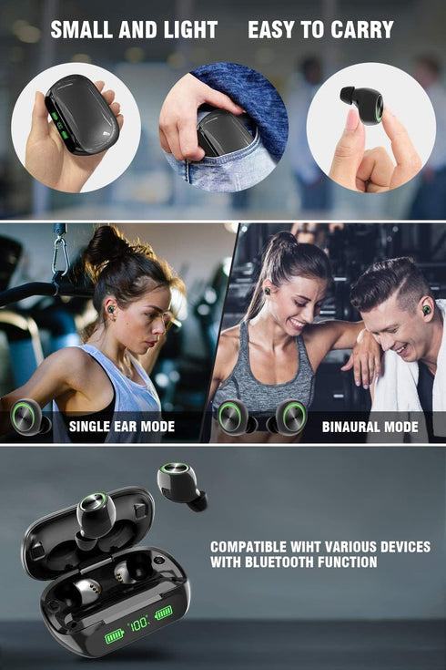 YIPUT Wireless Earbuds Bluetooth 5.3 Headphones with 200 Hours Playtime, 2000mAh Charge Case, IP7 Waterproof, Noise