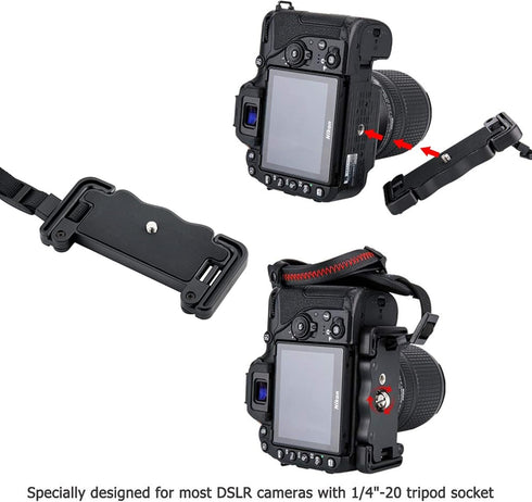 JJC DSLR Camera Hand Strap Grip Wrist Strap with Standing U Plate for Canon EOS 90D, 80D, 77D, 70D, 60D, 50D, 1D, 1Dx,