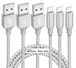 Apple MFi Certified iPhone Charger 3 Pack - 10 ft Nylon Braided Fast Charging Cable for iPhone 13, 12, 11 Pro Max, and