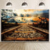 Eainb 10x8FT Sunset Old Train Track Backdrop Vintage Railway Station Photography Background for Photoshoot Nature
