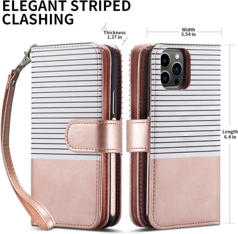 CASEOWL Compatible for iPhone 13 Pro Max Wallet Case for Women Men, Magnetic Detachable Folio Leather with Card Holder
