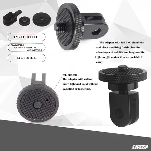 Aluminum Camera Tripod Mount Adapter, 2pcs -20 Conversion Adapter for GoPro, Sony, Insta360 X3, Action Camera