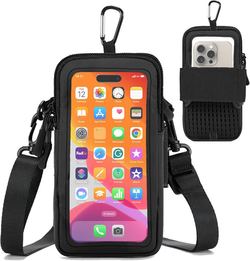 Adjustable Arm Band Phone Holder for Running, Walking, Workout - Clear Crossbody Pouch Purse with Strap for iPhone and
