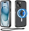 iPhone 15 Magnetic Case Waterproof with Built-in Screen Protector, Heavy Duty Dustproof Full Body Cover, Black 6.1 Inch