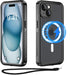 iPhone 15 Magnetic Case Waterproof with Built-in Screen Protector, Heavy Duty Dustproof Full Body Cover, Black 6.1 Inch