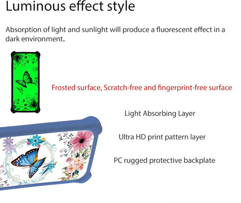 Summit SL104D Phone Case Cover by ATT: Hard PC + Soft Silicone, Ring Support, Tempered Glass Protector, Luminous